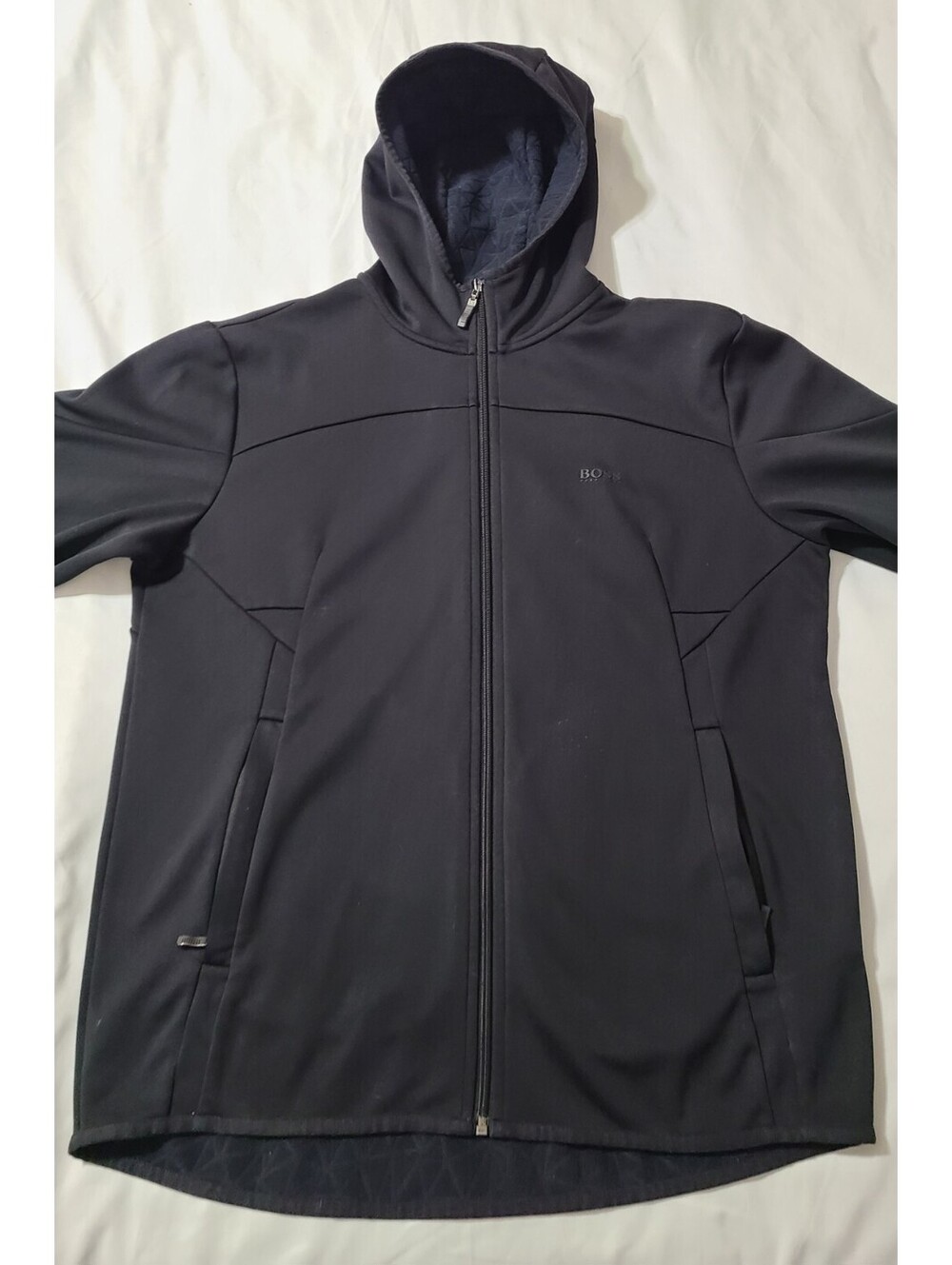 Boss Hugo Boss Hoodie Jacket Mens Size Large Black Full Zip Softshell Minimalist